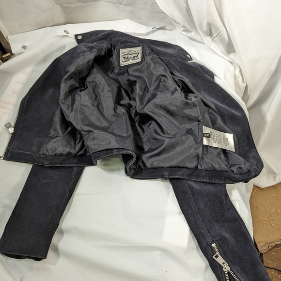 Levi's black Suede cropped Moto jacket size XS - Picture 7 of 11